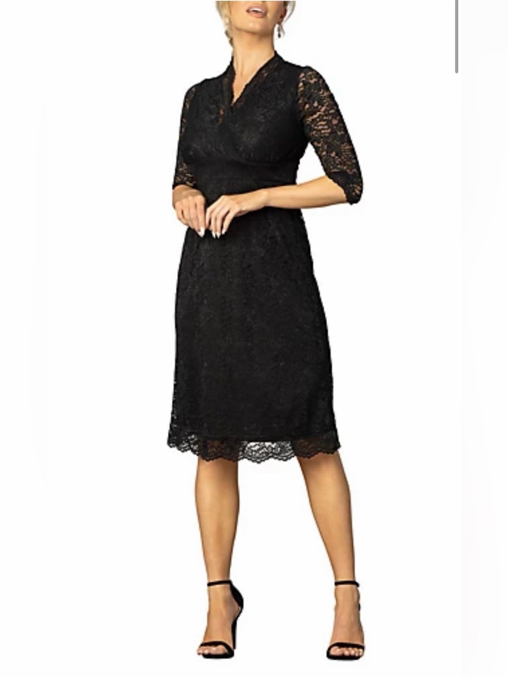 Kiyonna Black Boudoir Scalloped Lace Cocktail Dress Woman’s Plus Size 1X (14-16)